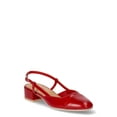 thumbnail interactive-video image 1 of Time and Tru Women's Faux Leather Block Heel Slingbacks, 1 of 20