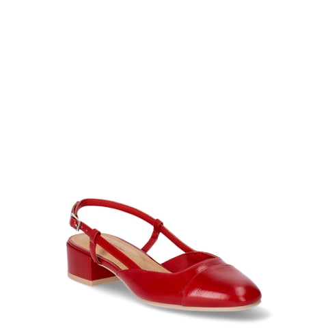 Women's Faux Leather Block Heel Slingbacks