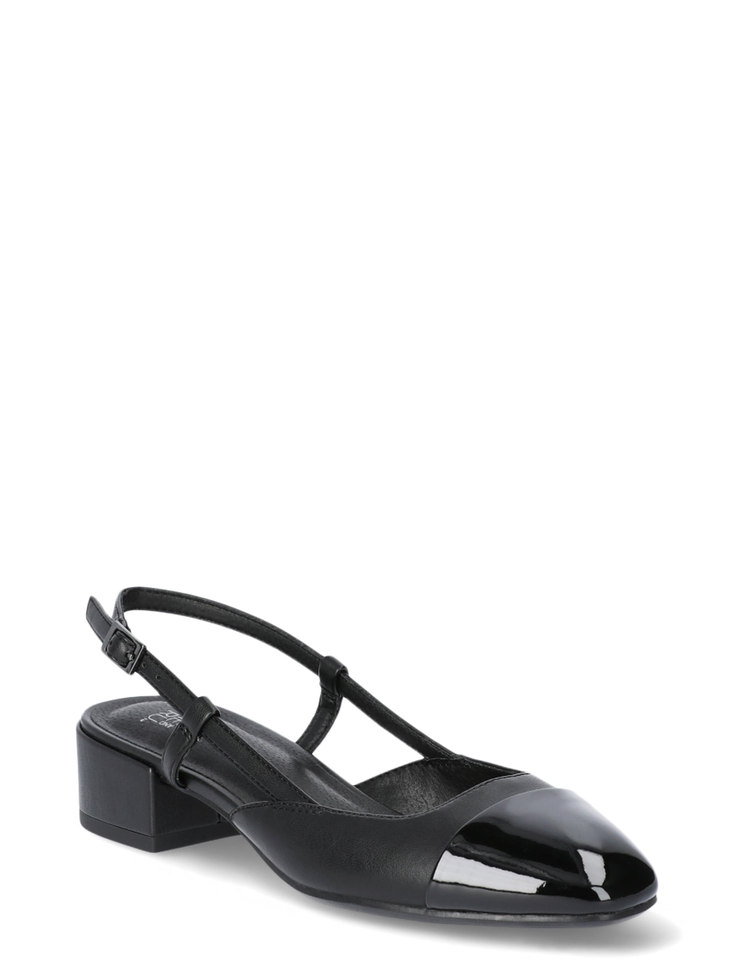 Time and Tru Women's Faux Leather Block Heel Slingbacks