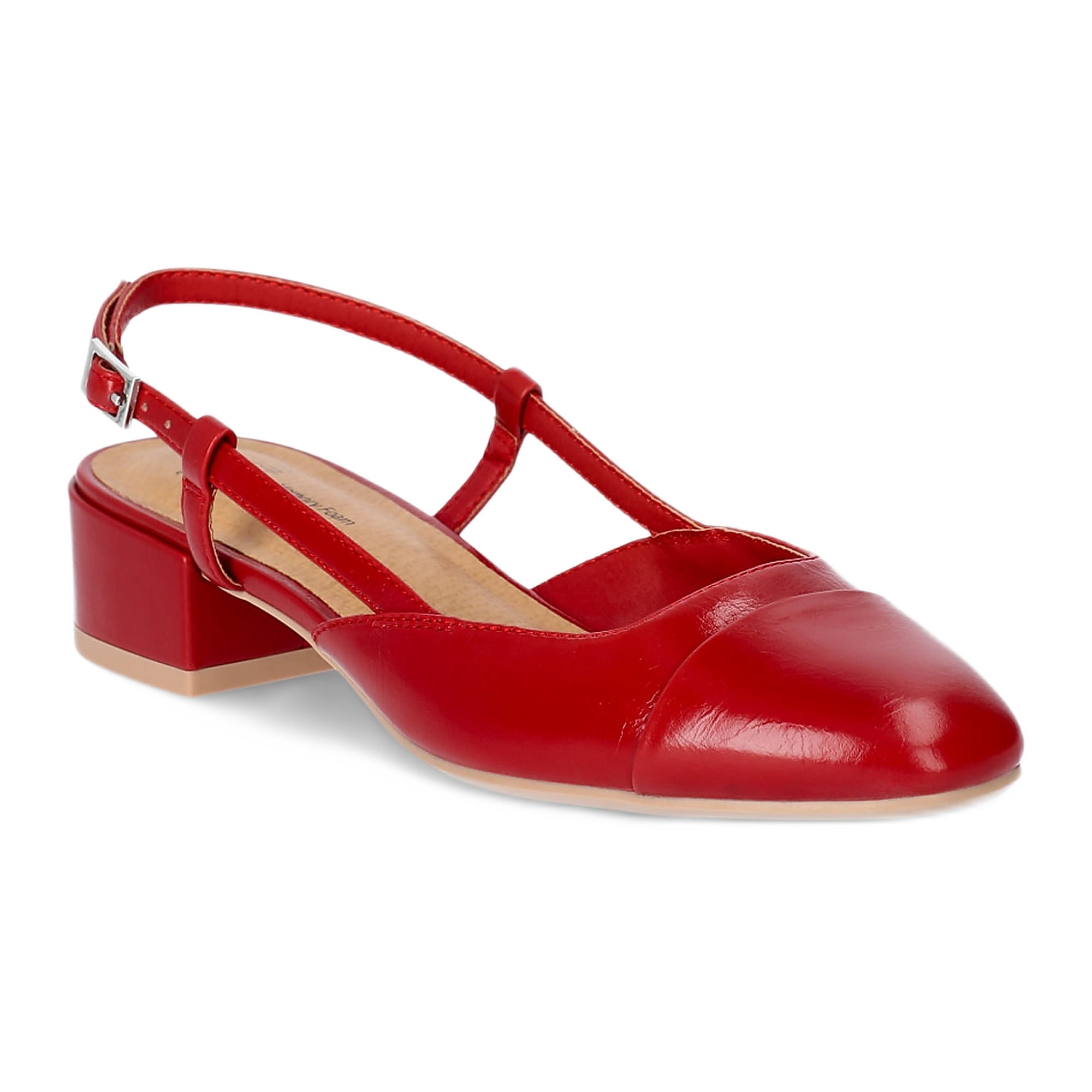 Time and Tru Women's Faux Leather Block Heel Slingbacks