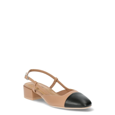 Women's Faux Leather Block Heel Slingbacks