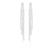 Time and Tru Womens Bold Rhinestone Chain Drop Silver Tone Earrings.