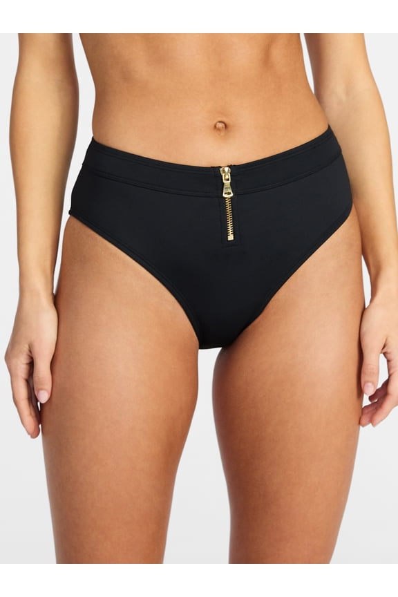 Women's and Women's Plus Size Compression Zipper Bikini Bottoms, Sizes XS-3X