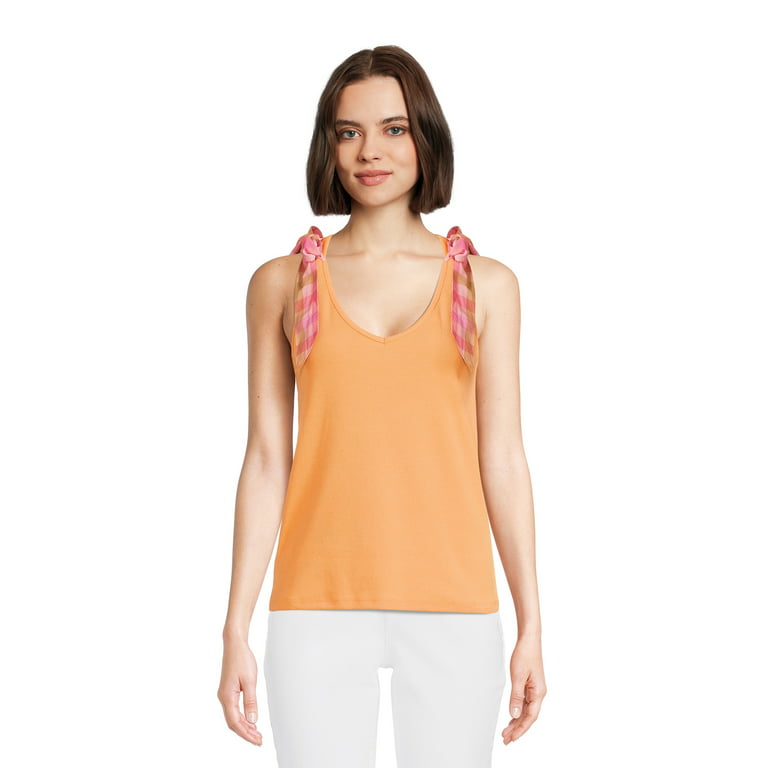 Time and Tru Women's Bow Shoulder Tank Top 