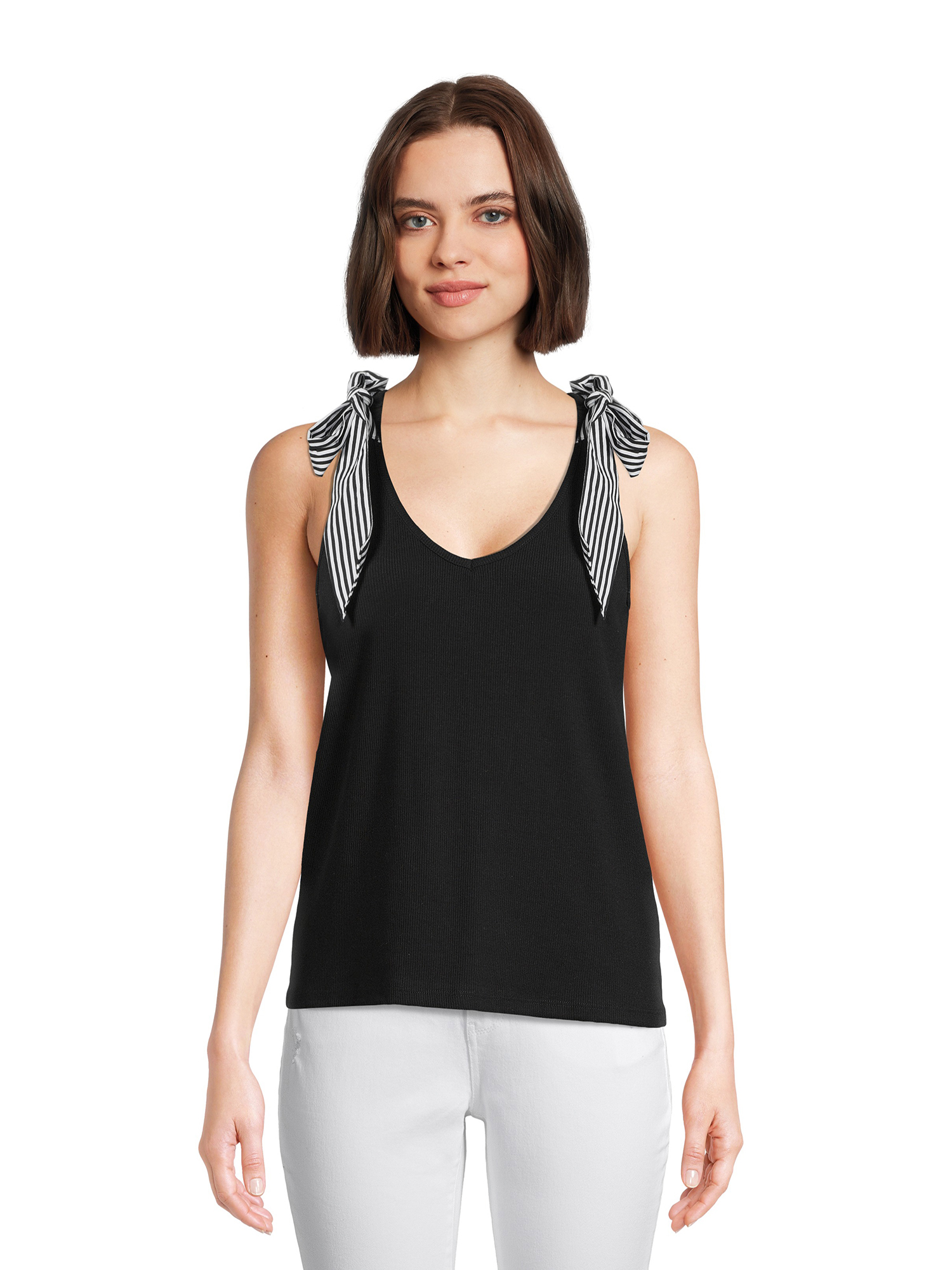 Time and Tru Women's Bow Shoulder Tank Top - image 1 of 5