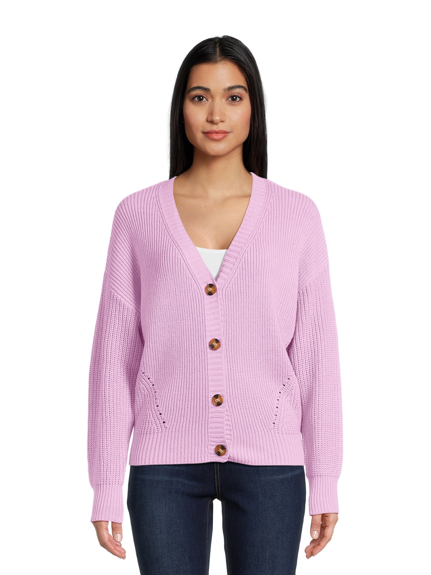 Time and Tru Women's Boyfriend Cardigan Sweater, Midweight, Sizes XS
