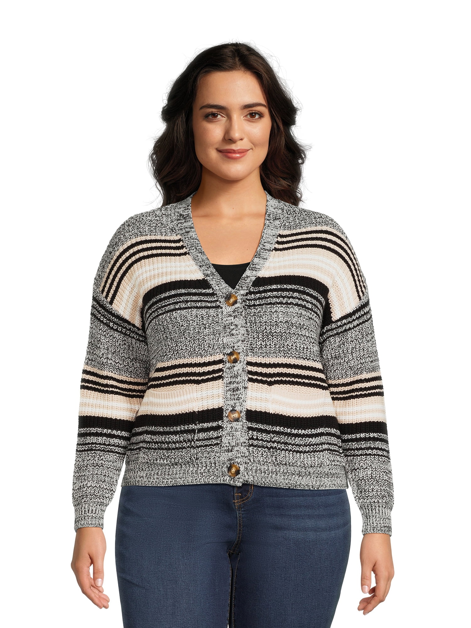 Time and Tru Women's Boyfriend Cardigan Sweater, Midweight, Sizes XS ...