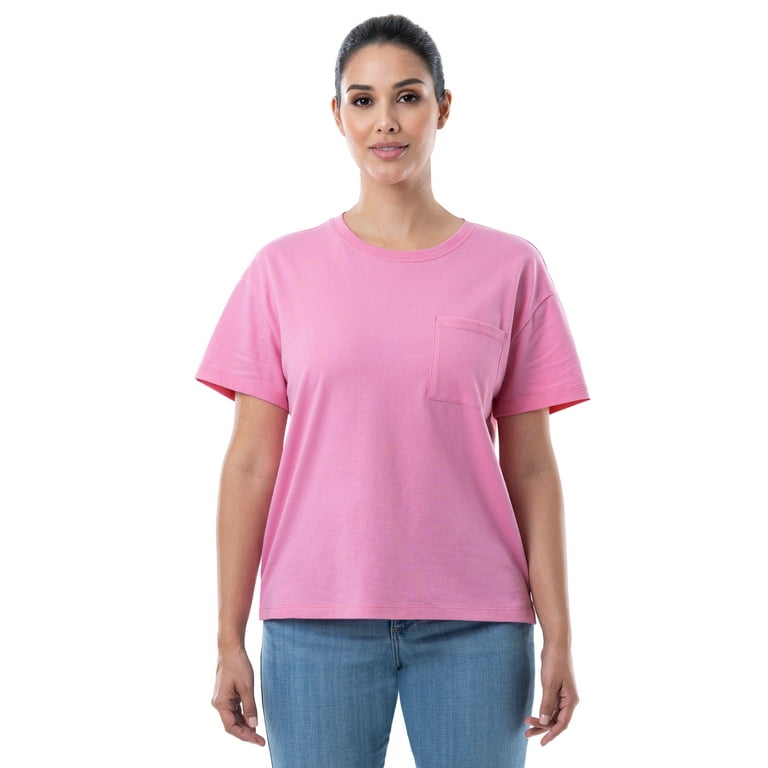 Time and Tru Women s Boyfriend Pocket T Shirt with Short Sleeves Sizes S 3XL Walmart