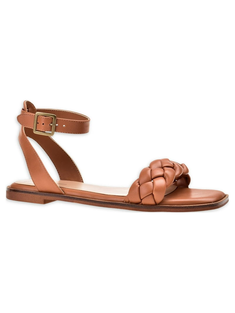 Time and Tru Women's Braided Ankle Strap Sandals