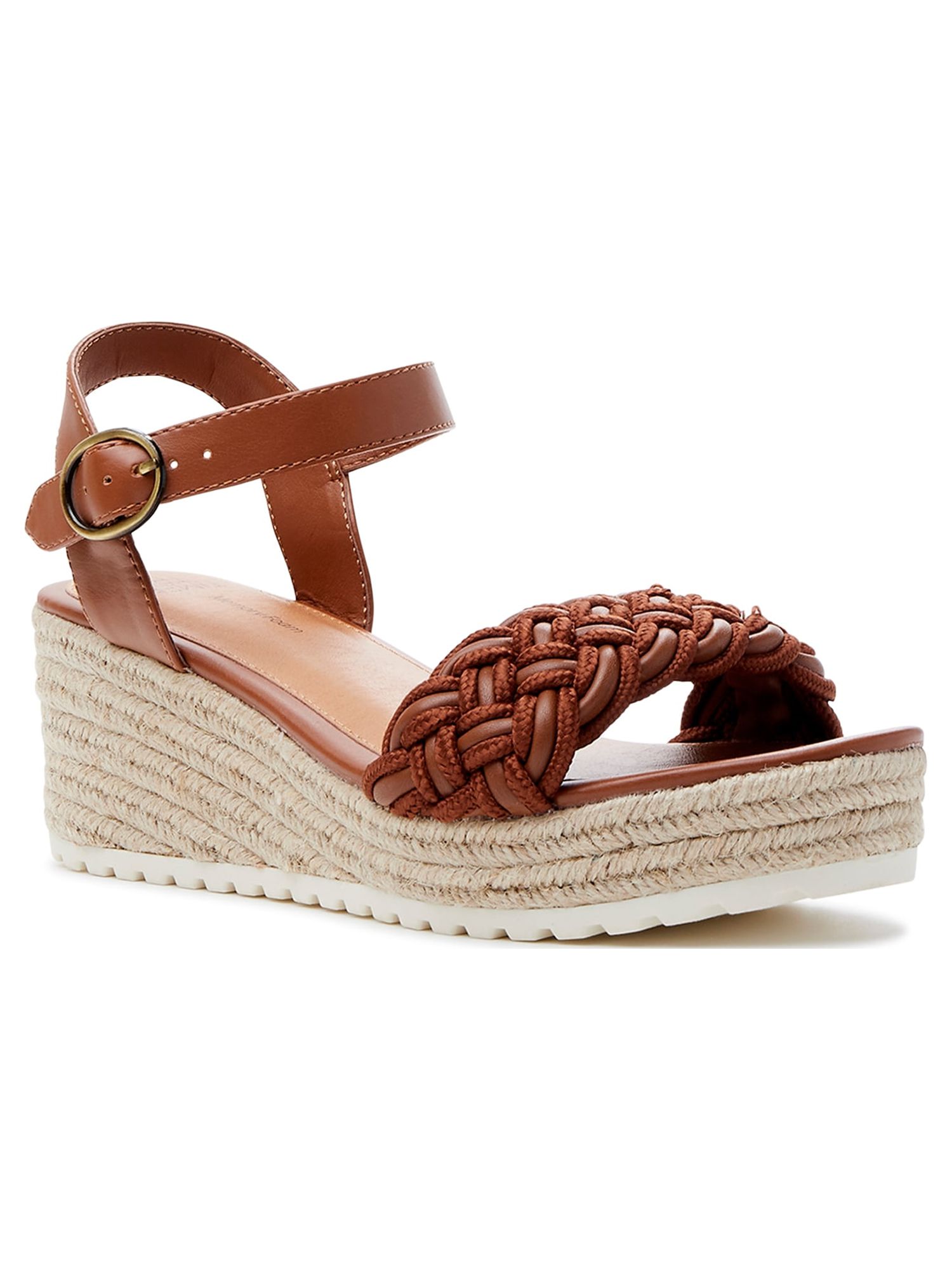 Time and Tru Women's Braided Wedge Sandals, Wide Width Available - image 1 of 5