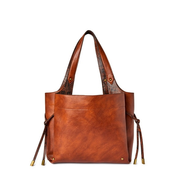 Time and Tru Women’s Broadway Tote Handbag Brown
