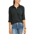 Time And Tru Womens Brushed Cotton Plaid Shirt 1219