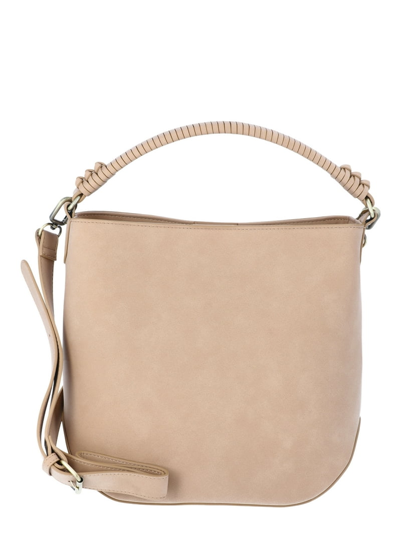 Time and Tru Women's Bucket Crossbody Handbag, Sueded Finish