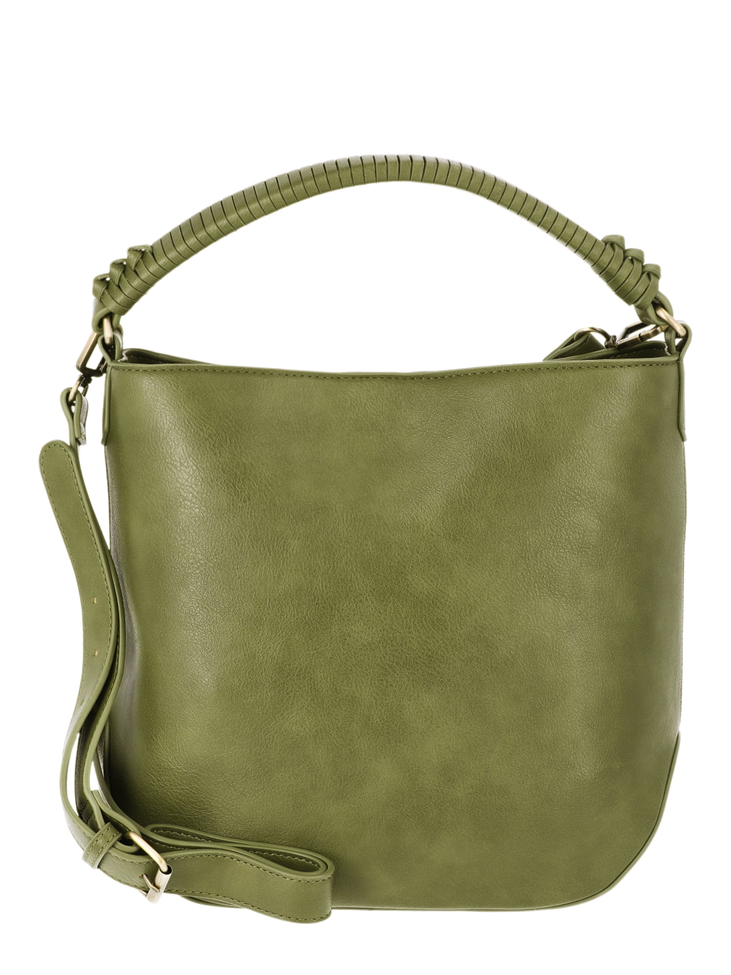 Time and Tru Women's Bucket Crossbody Handbag, Olive