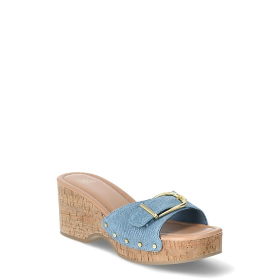 Time and Tru Women's Buckle Cork Platform Sandals