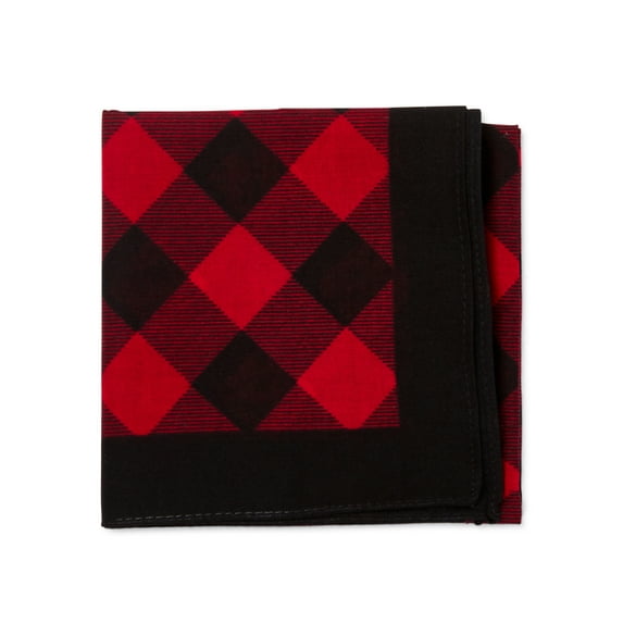Time and Tru Women's Buffalo Check Bandana Red Black