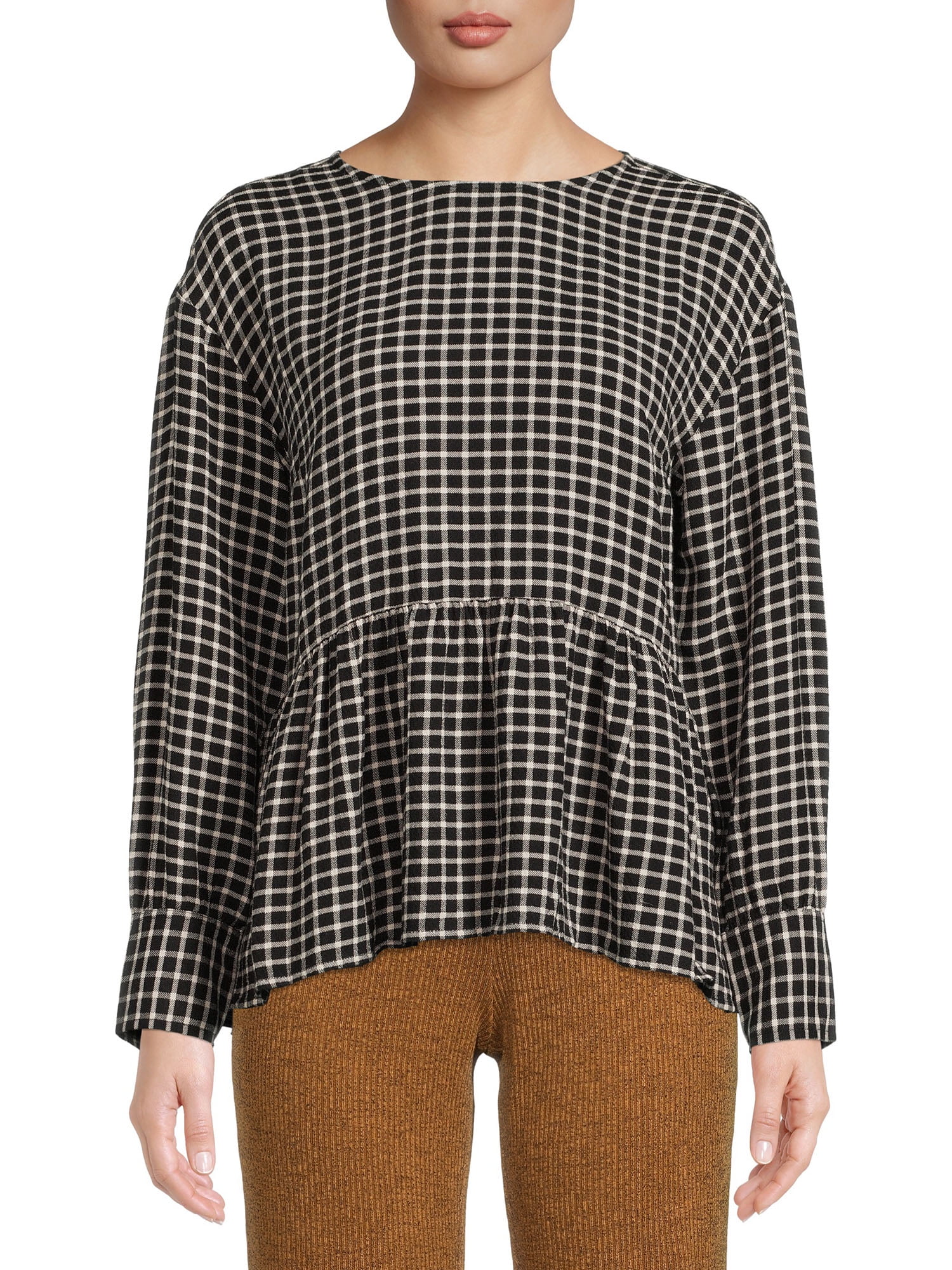 womens plaid peplum top