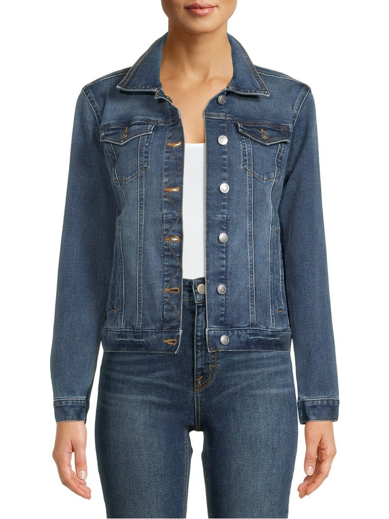 Time and Tru Women's Button Down Denim Jacket, Sizes XS-XXXL