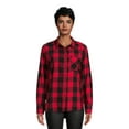 Time and Tru Women's Button Down Flannel Shirt with Long Sleeves, Sizes ...