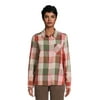 Time and Tru Women's Button Down Flannel Shirt with Long Sleeves, Sizes -3XL