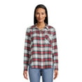 Time and Tru Women's Button Down Flannel Shirt with Long Sleeves, Sizes