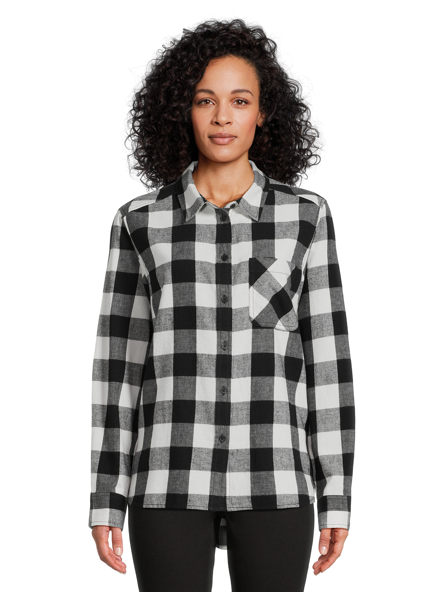 Time And Tru Womens Button Down Flannel Shirt With Long Sleeves Sizes