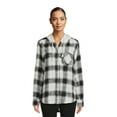 thumbnail image 1 of Time and Tru Women's Button Down Hooded Flannel Shirt, Sizes XS-XXXL, 1 of 5