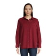 Time and Tru Women's Button Down Shirt with Long Sleeves, Sizes XSXXXL