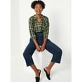 thumbnail image 1 of Time and Tru Women's Button Down Top with Puff Sleeves, 1 of 6