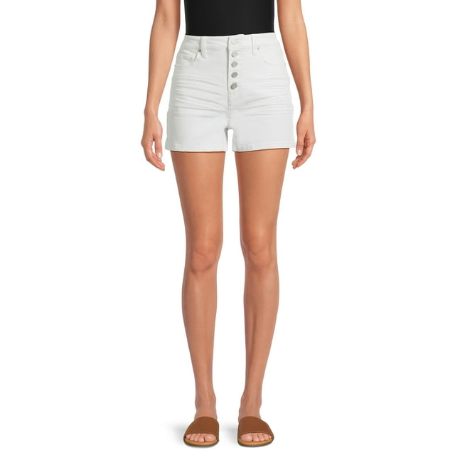 Time and Tru Women's Button Fly Denim Shorts, 3.5" Inseam, Sizes 2-20