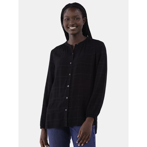 Time And Tru Women's Button Front Blouse, Sizes S- XXL