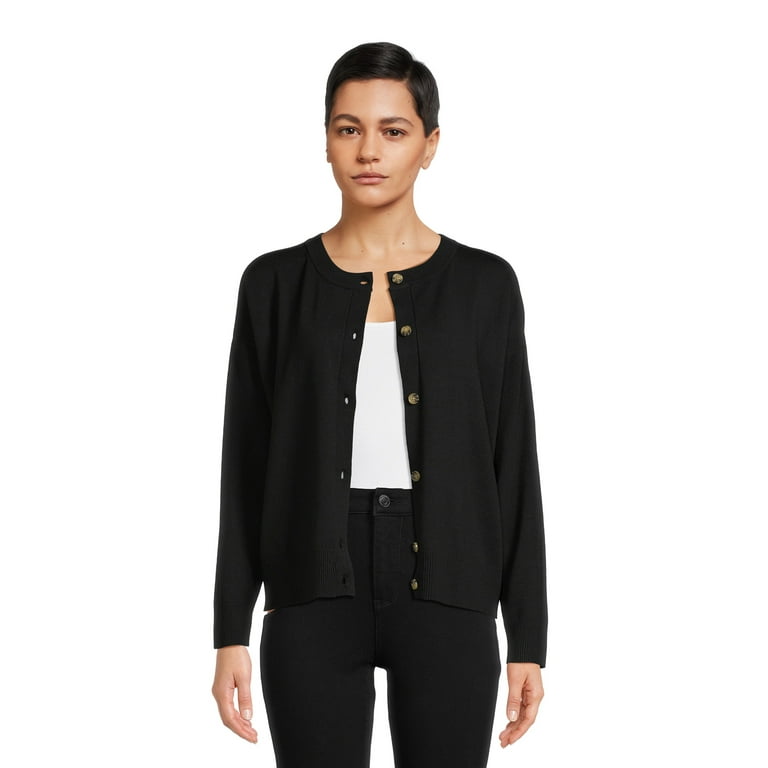 Time and Tru Women's Button Front Cardigan Sweater, Lightweight