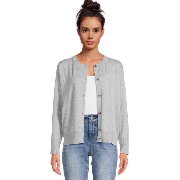 Time and Tru Women's Button Front Cardigan Sweater, Lightweight ...