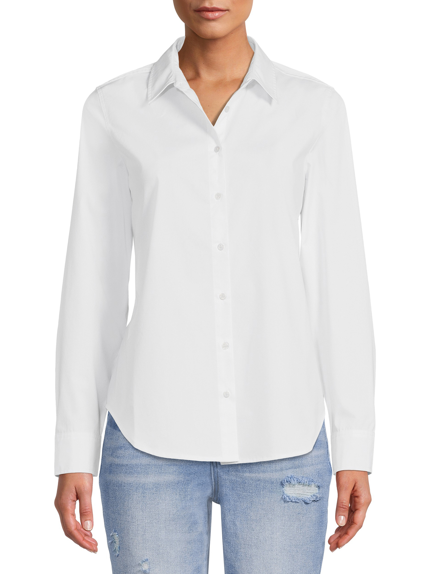 Time and Tru Women's Button Front Shirt - Walmart.com