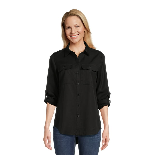 Time and Tru Women’s Button Front Utility Shirt, Sizes XSXXXL