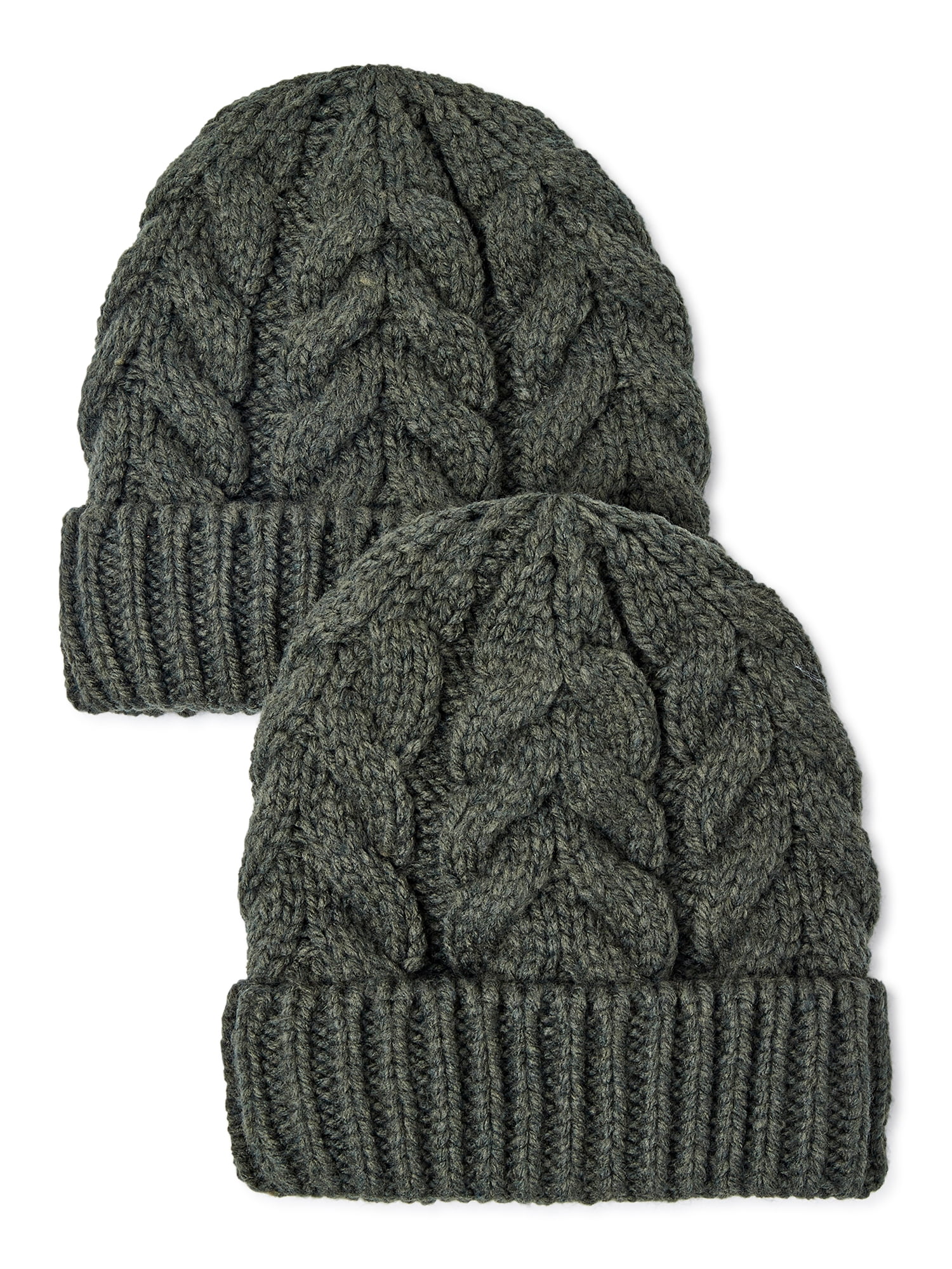 Time and Tru Women’s Cable Knit Beanie, 2-Pack