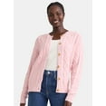 thumbnail image 1 of Time and Tru Women's Cable Knit Cardigan Sweater, Midweight, Sizes XS-XXXL, 1 of 4