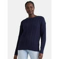 thumbnail image 1 of Time and Tru Women's Cable Knit Pullover Sweater, Midweight, Sizes XS-XXXL, 1 of 5