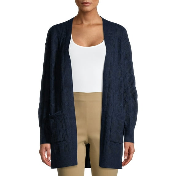 Time and Tru Women's Cable Stitch Two Pocket Cardigan