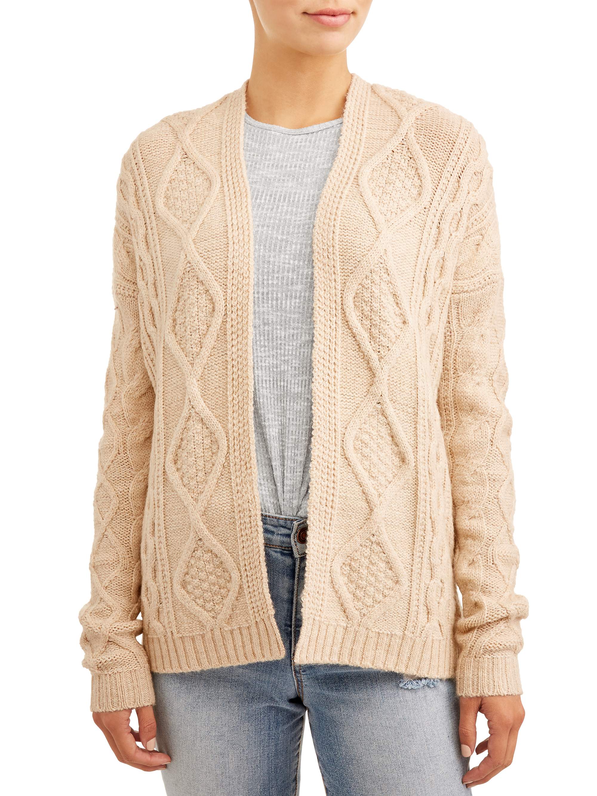 Time and Tru Women's Cableknit Open Cardigan - image 1 of 3