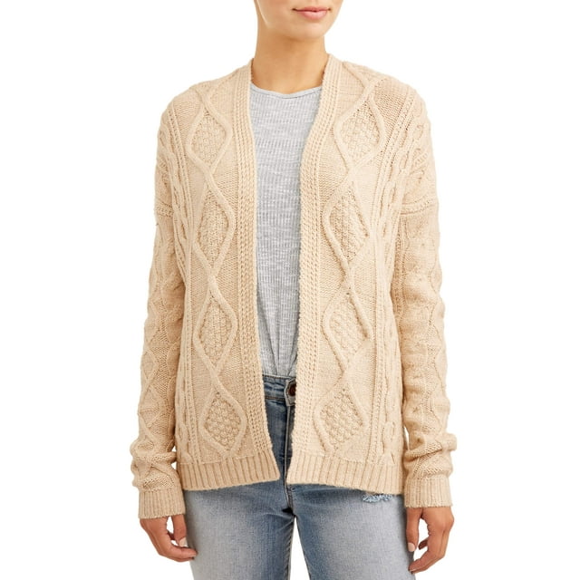 Time and Tru Women's Cableknit Open Cardigan