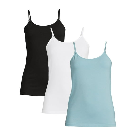 Time and Tru Women's Cami Tank Top, 3-Pack