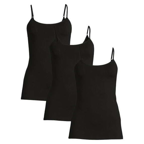 Time and Tru Women's Cami Tank Top, 3-Pack