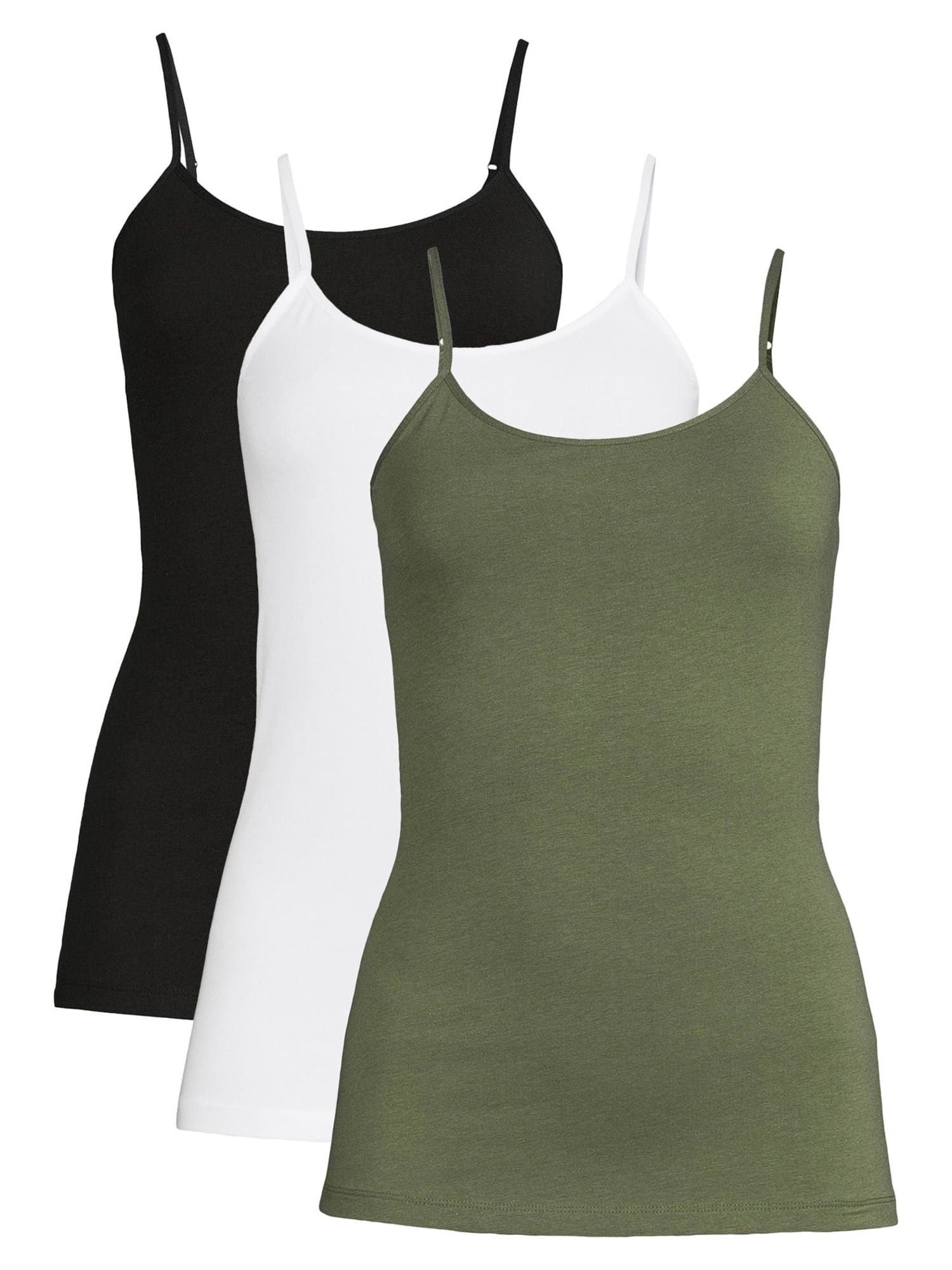 Time and Tru Women's Cami Tank Top, 3-Pack