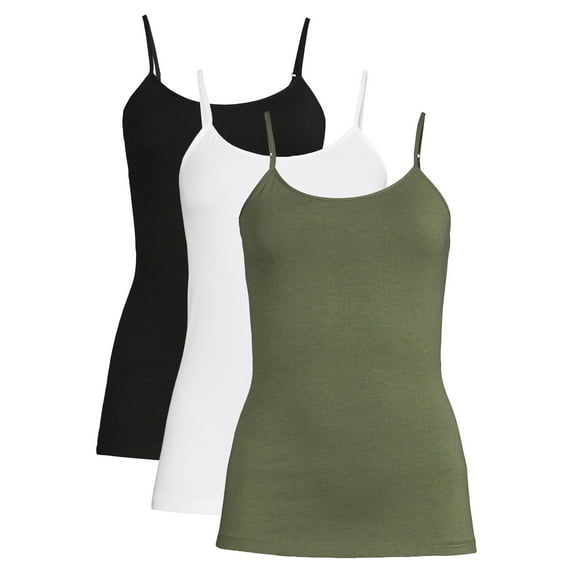 Time and Tru Women's Cami Tank Top, 3-Pack