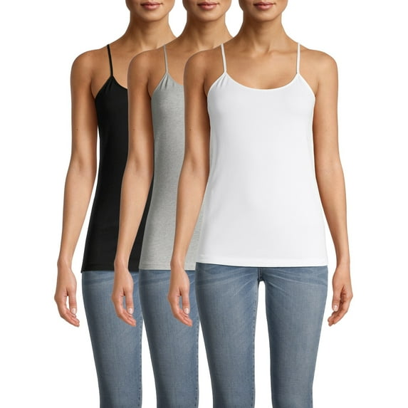Time and Tru Women's Cami Tank Top, 3-Pack