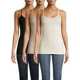 thumbnail image 1 of Time and Tru Women's Cami Tank Top, 3-Pack, 1 of 16