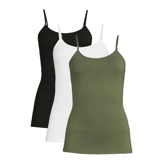Time and Tru Women's Cami Tank Top, 3-Pack