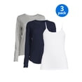 thumbnail image 1 of Time and Tru Women's Cami, Thermal and Long Sleeve T-Shirt, 3-Pack, 1 of 5