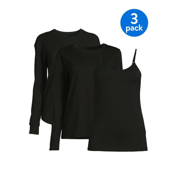 Time and Tru Women's Cami, Thermal and Long Sleeve T-Shirt, 3-Pack